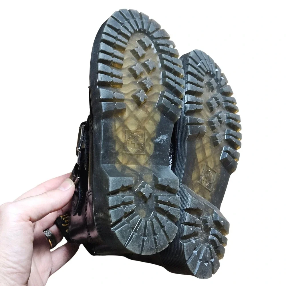 Dr. Martens Junior Devon Bex Leather Ankle Boots Star Buckle Side Zip‎ Girls 13
